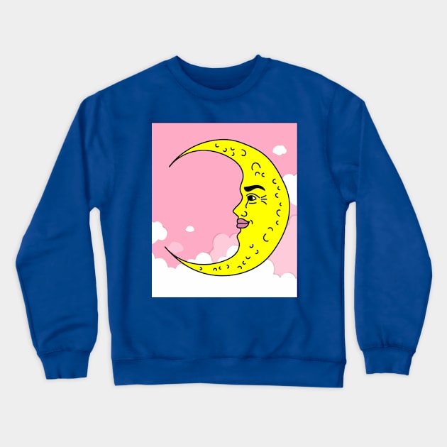 Luminous Moon Half Moon Face Crewneck Sweatshirt by flofin